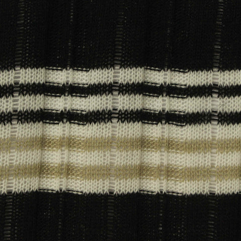 Black Horizontal-Stripe Rib Knit, Poly-Viscose, 155 gsm