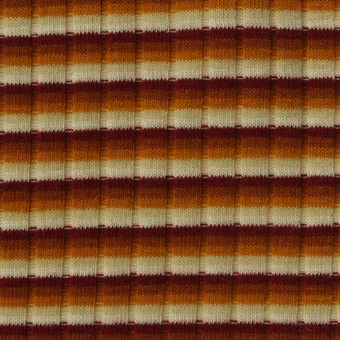 Cream Horizontal-Stripe Rib Knit, 210 gsm