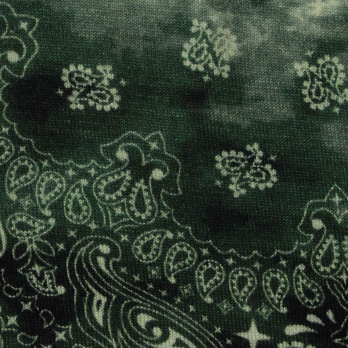 Dark Green Paisley Jersey Knit, Viscose