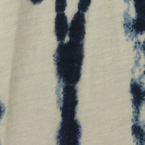 Dark Blue Abstract Jersey Knit, Viscose-Linen