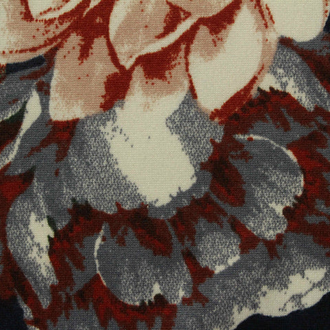Red Bold-Floral Milk Silk Knit, Polyester