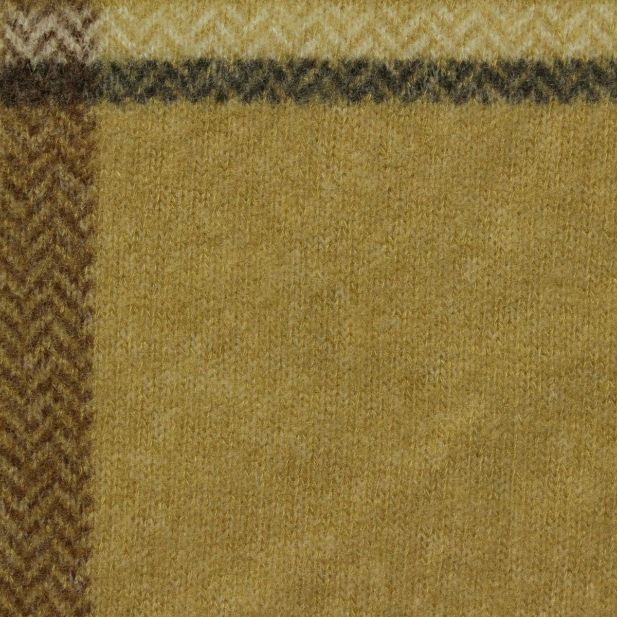 Mustard Plaid Chunky Knit, Viscose-Poly