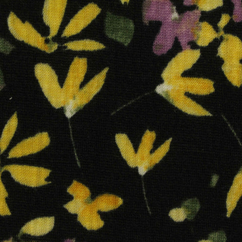 Black Floral Crepe, Polyester