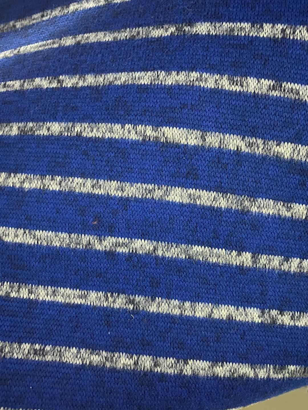 Blue Horizontal-Stripe Chunky Knit, Polyester, 339 gsm