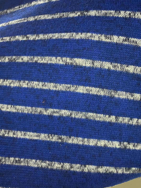 Blue Horizontal-Stripe Chunky Knit, Polyester, 339 gsm