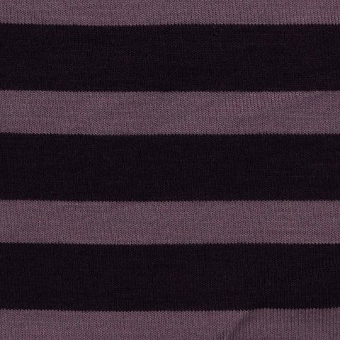 Dark Purple Horizontal-Stripe Jersey Knit, Poly-Viscose