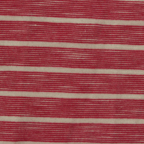 Red Horizontal-Stripe Jersey Knit, Poly-Viscose, 230 gsm