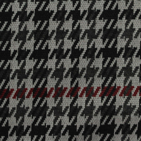 Black Houndstooth Interlock Knit, Polyester, 320 gsm, 170 cm