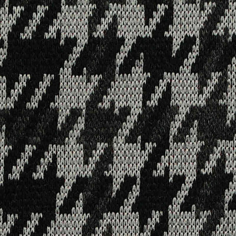 Black Houndstooth Interlock Knit, Polyester, 320 gsm, 170 cm