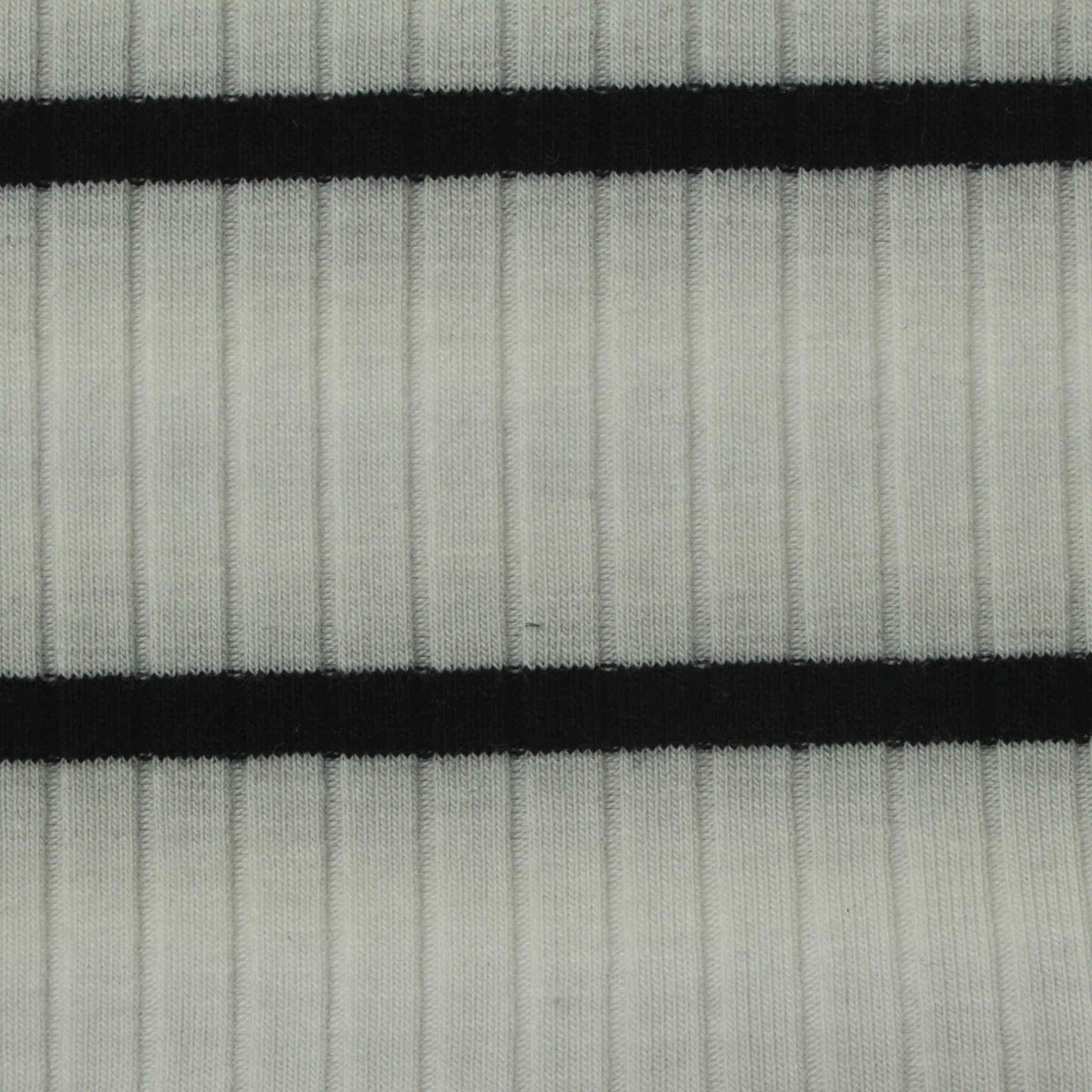 Black Horizontal-Stripe Rib Knit, Cotton-Poly, 230 gsm, 123 cm