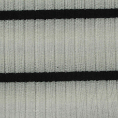 Black Horizontal-Stripe Rib Knit, Cotton-Poly, 230 gsm, 123 cm