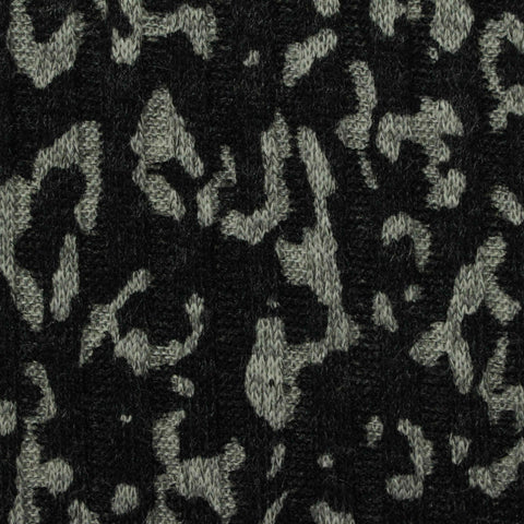 Black Animal Print Rib Knit, Polyester