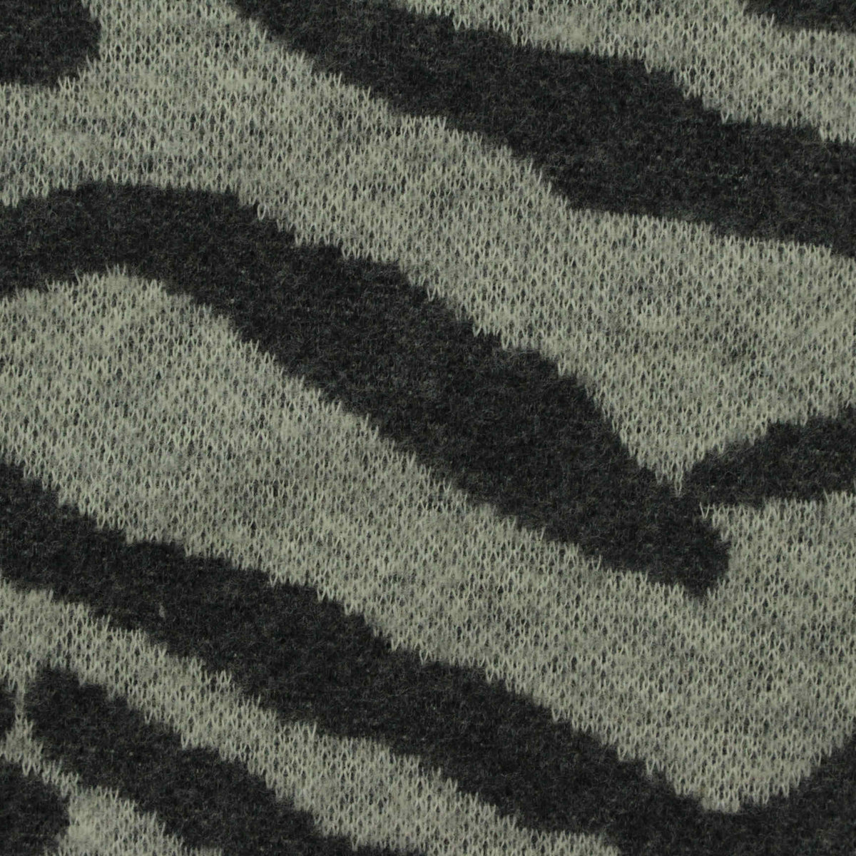 Dark Grey Zebra Interlock Knit, Cotton-Poly