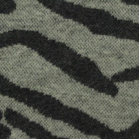 Dark Grey Zebra Interlock Knit, Cotton-Poly