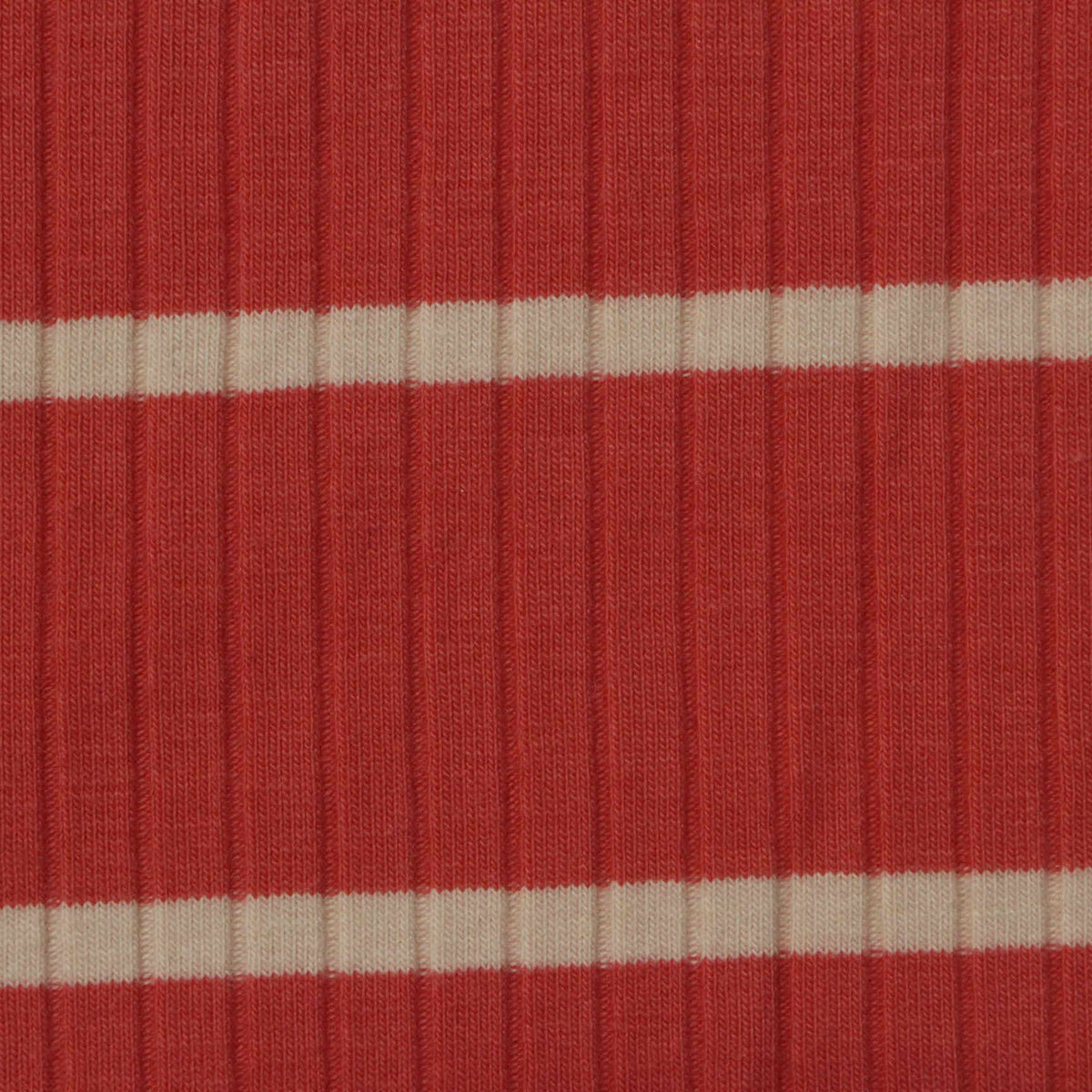Striped Cotton Polyester Stretch Rib Knit Fabric, 230 gsm, 123 cm — Red