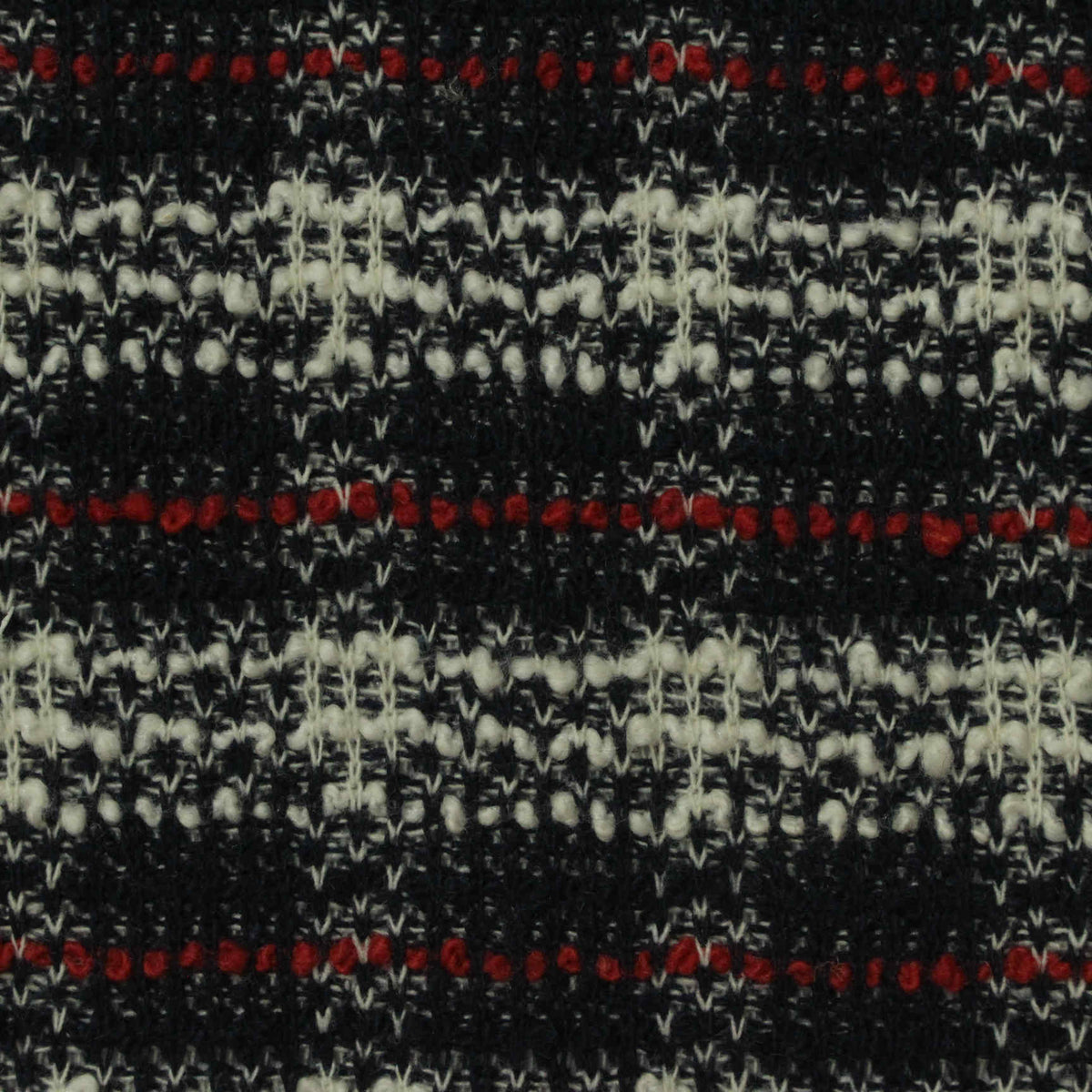Black Horizontal-Stripe Bouclé, Cotton-Poly, 270 gsm