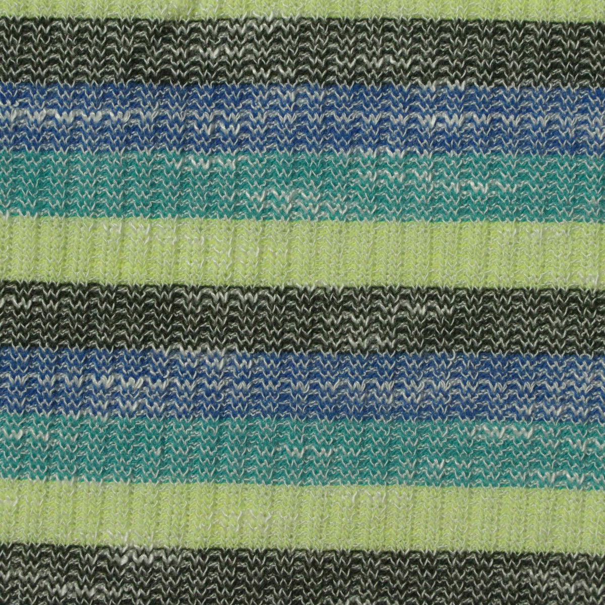 Lime Horizontal-Stripe Rib Knit, Viscose-Poly