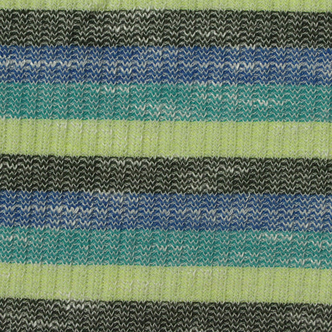 Lime Horizontal-Stripe Rib Knit, Viscose-Poly