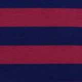 Dark Blue Horizontal-Stripe Rib Knit, Viscose-Cotton