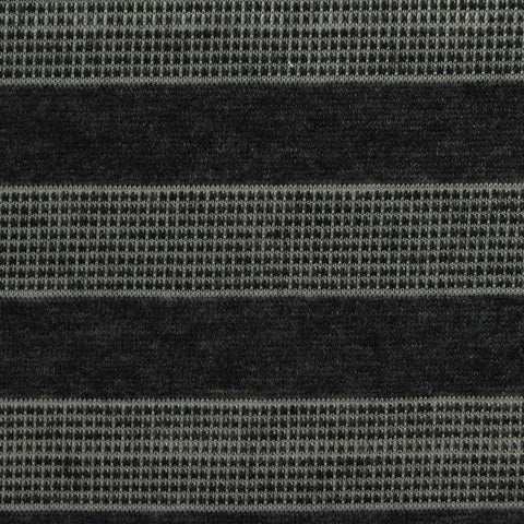 Dark Grey Horizontal-Stripe Jacquard, Poly-Cotton, 155 gsm
