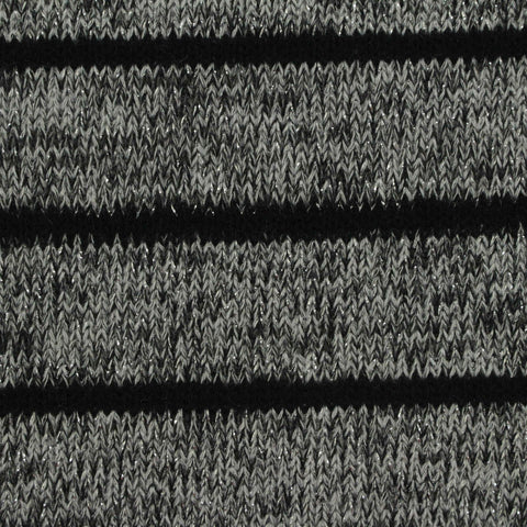 Black Horizontal-Stripe Chunky Knit, Polyester, 220 gsm
