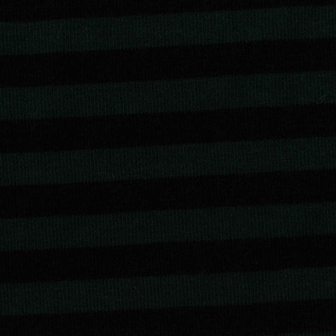 Dark Green Horizontal-Stripe Rib Knit, Viscose-Cotton, 245 gsm