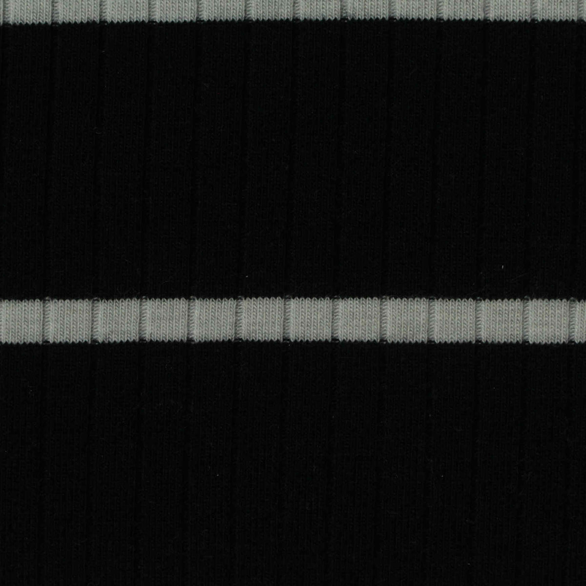 Striped Cotton Polyester Stretch Rib Knit Fabric, 230 gsm, 123 cm — Black