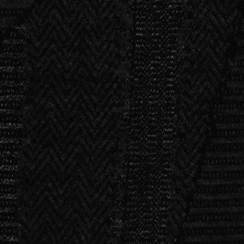 Black Herringbone Interlock Knit, Poly-Viscose, 370 gsm