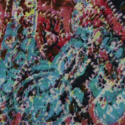 Teal Abstract Ponte Knit, Viscose-Nylon