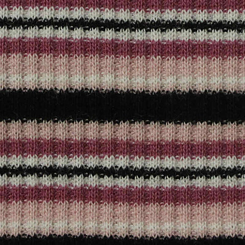 Black Horizontal-Stripe Rib Knit, Cotton, 170 gsm, 150 cm