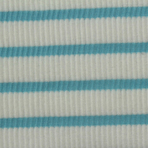 Blue Horizontal-Stripe Knit, Poly-Viscose, 225 gsm