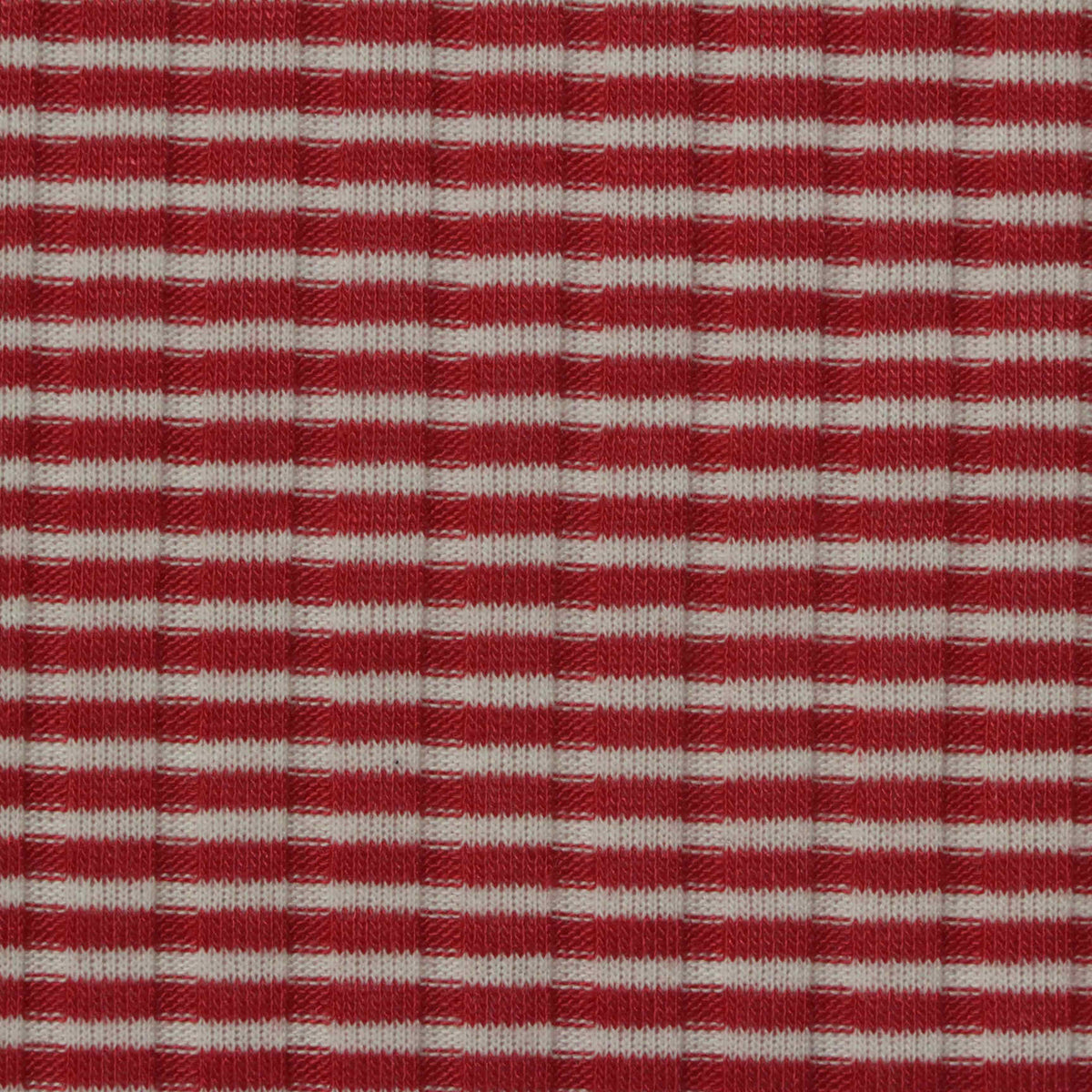 Red Horizontal-Stripe Rib Knit, Poly-Viscose, 170 gsm