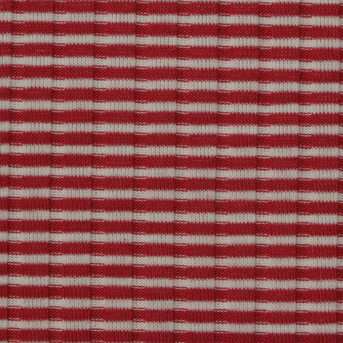 Red Horizontal-Stripe Rib Knit, Poly-Viscose, 170 gsm