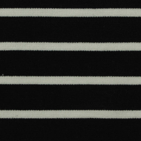 Black Horizontal-Stripe Ponte Knit, Viscose-Poly, 320 gsm