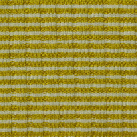 Striped Polyester Viscose Stretch Rib Knit Fabric, 170 gsm, 150 cm — Yellow