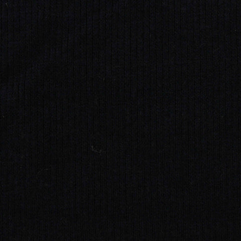 Cotton Polyester Stretch Rib Knit Fabric, 305 gsm — Black