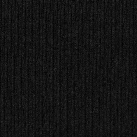 Polyester Cotton Stretch Rib Knit Fabric, 372 gsm — Black