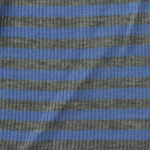 Blue Horizontal-Stripe Rib Knit, Viscose, 223 gsm