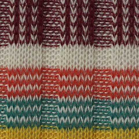 White Horizontal-Stripe Rib Knit, Polyester, 220 gsm