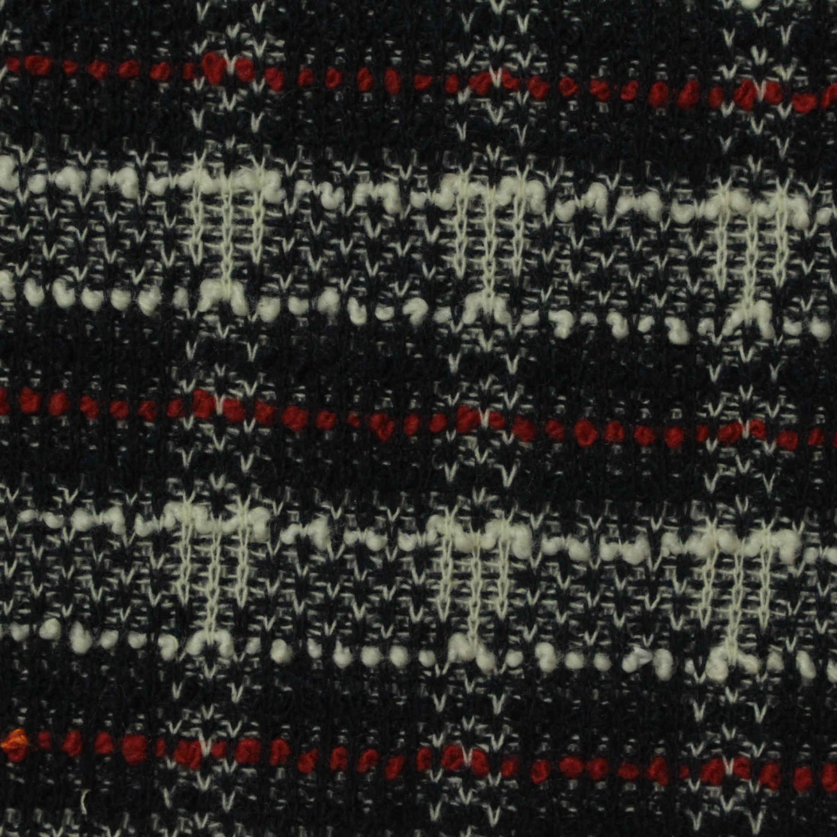 White Horizontal-Stripe Bouclé, Cotton-Poly