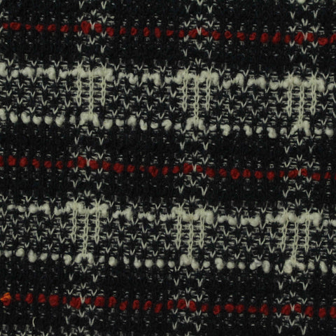 White Horizontal-Stripe Bouclé, Cotton-Poly