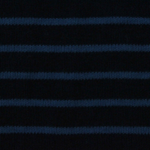 Dark Blue Horizontal-Stripe Interlock Knit, Cotton