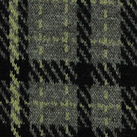 Black Plaid Knit, Poly-Viscose, 390 gsm