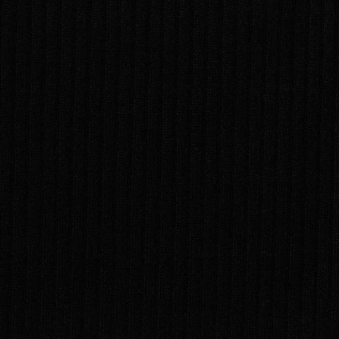 Brushed Polyester Stretch Rib Knit Fabric, 180 gsm, 135 cm — Black
