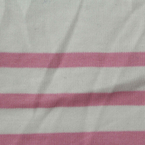Pink Horizontal-Stripe Jersey Knit, Cotton, 210 gsm