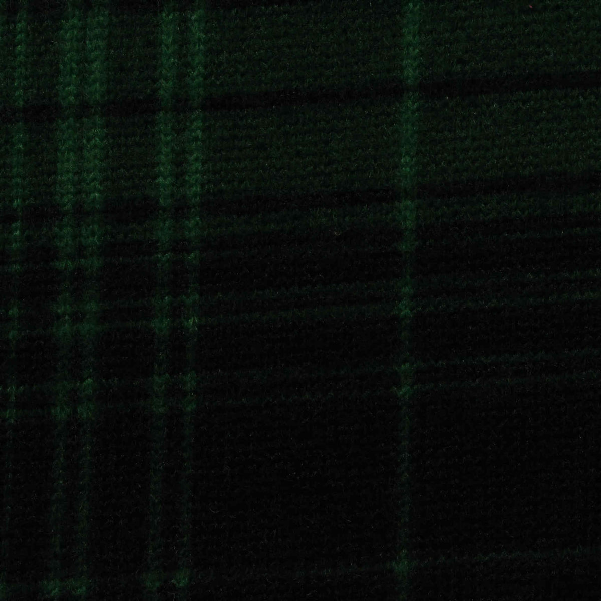 Dark Green Plaid Chunky Knit, Polyester