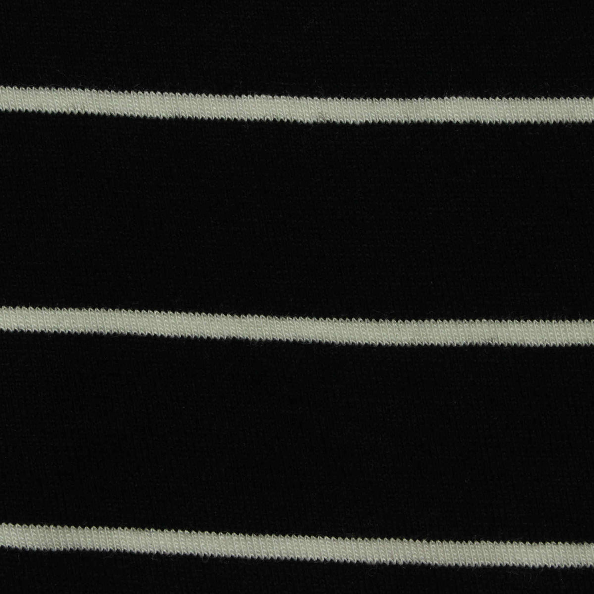 White Horizontal-Stripe Jersey Knit, Viscose, 210 gsm