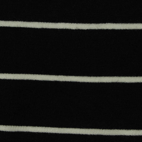 White Horizontal-Stripe Jersey Knit, Viscose, 210 gsm