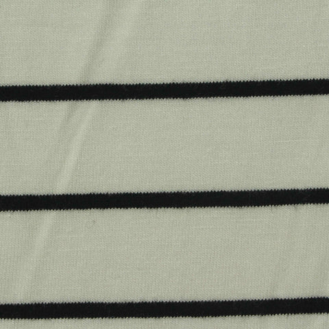 Black Horizontal-Stripe Jersey Knit, Viscose, 245 gsm