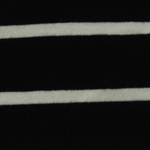 White Horizontal-Stripe Knit, Cotton, 200 gsm
